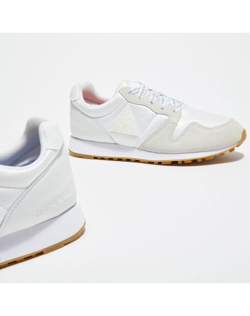 Sneakers en Velours de Cuir & Mesh Omega  Made in France blanches